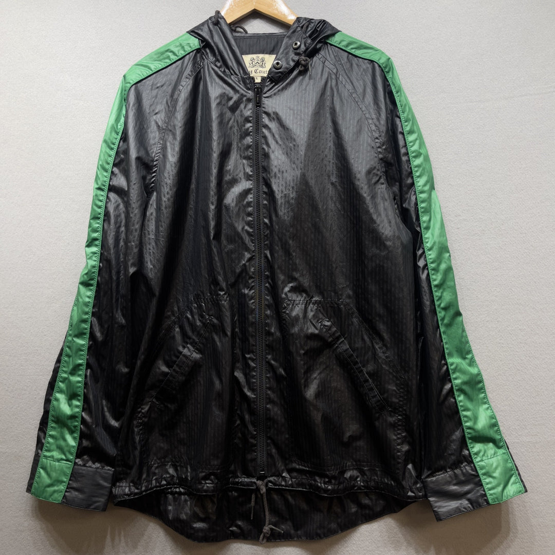 Y2k Juicy Couture Black Green Windbreaker Jacket Size Large