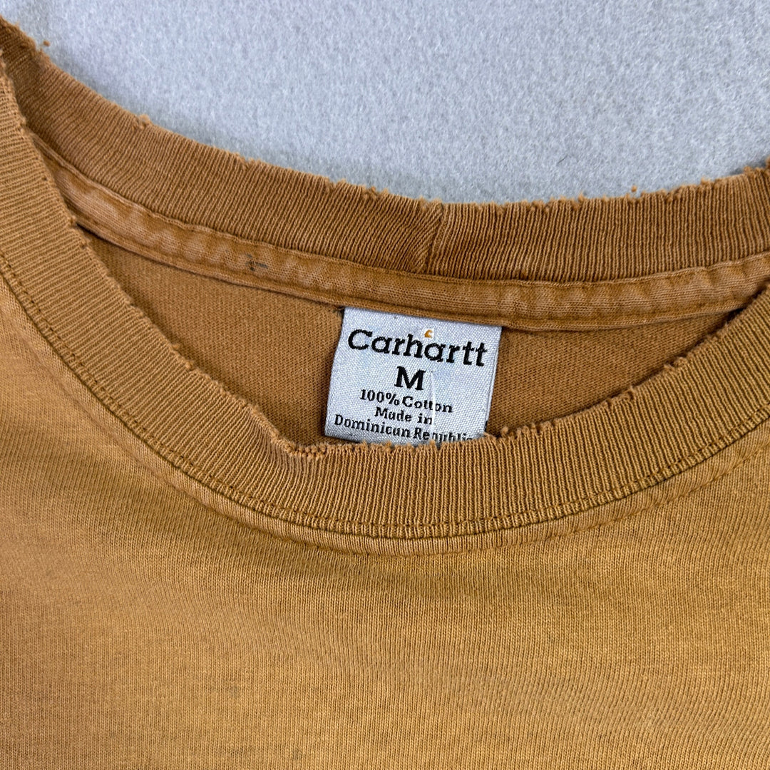 Vintage Carhartt Distressed and Faded Brown Pocket T Shirt Size Medium