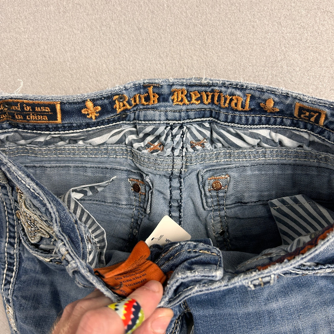 Women's Rock Revival Alost Skinny Jeans 30x30 Big Stitch Y2K