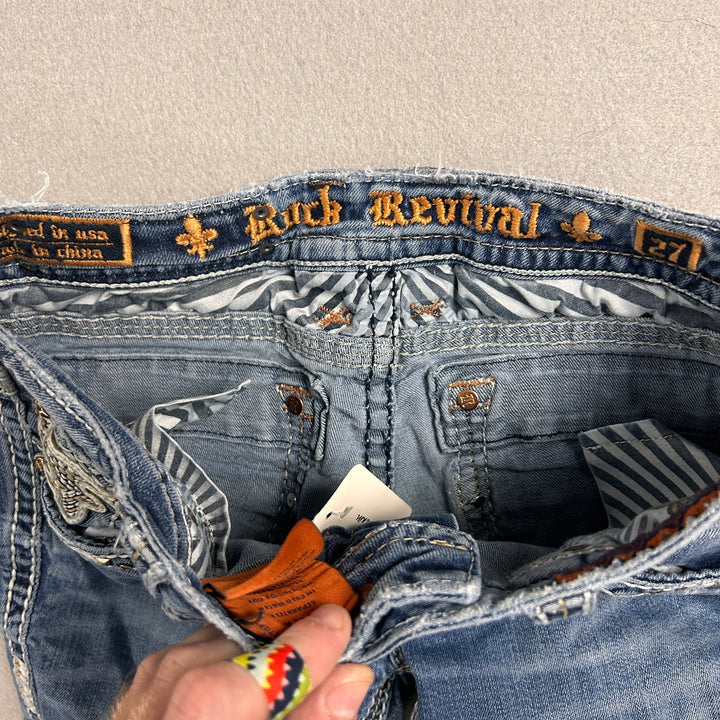 Women's Rock Revival Alost Skinny Jeans 30x30 Big Stitch Y2K