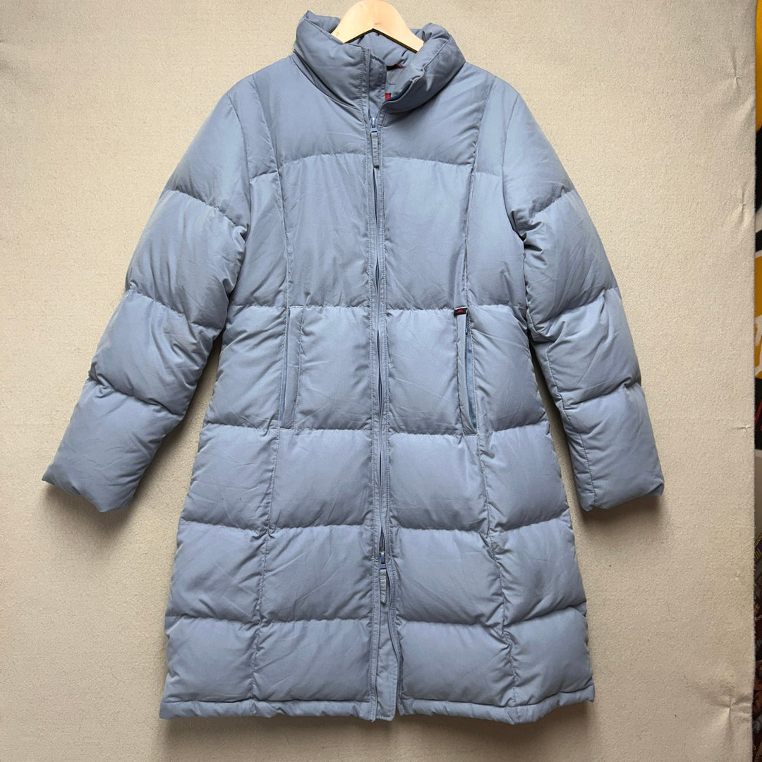 Kappa Long Down Puffer Coat Womens Large Light Blue Insulated Winter Jacket Coat