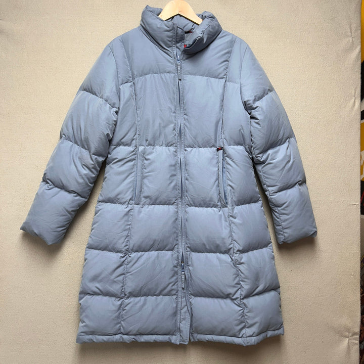 Kappa Long Down Puffer Coat Womens Large Light Blue Insulated Winter Jacket Coat