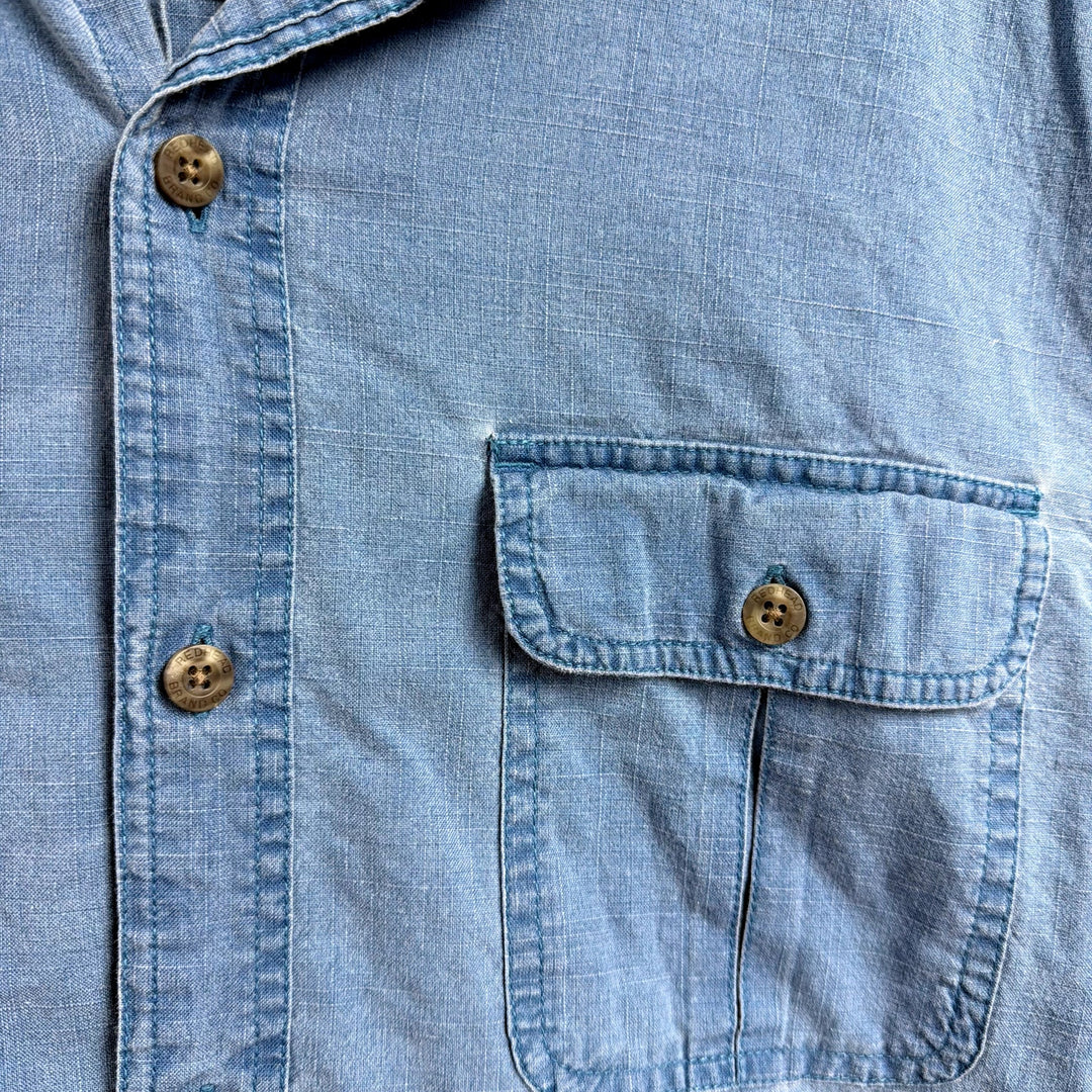 Vintage Red Head Blue button Down shirt Size Large