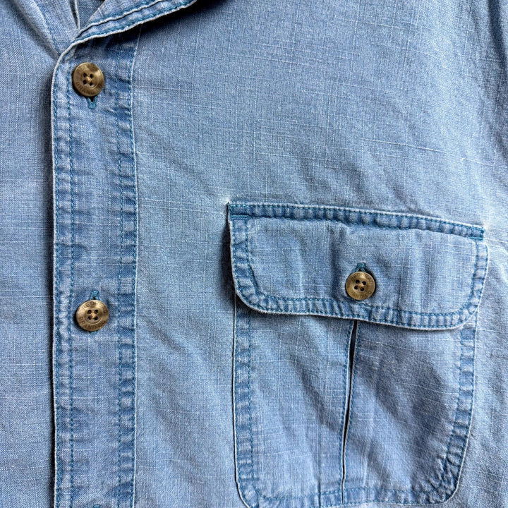 Vintage Red Head Blue button Down shirt Size Large