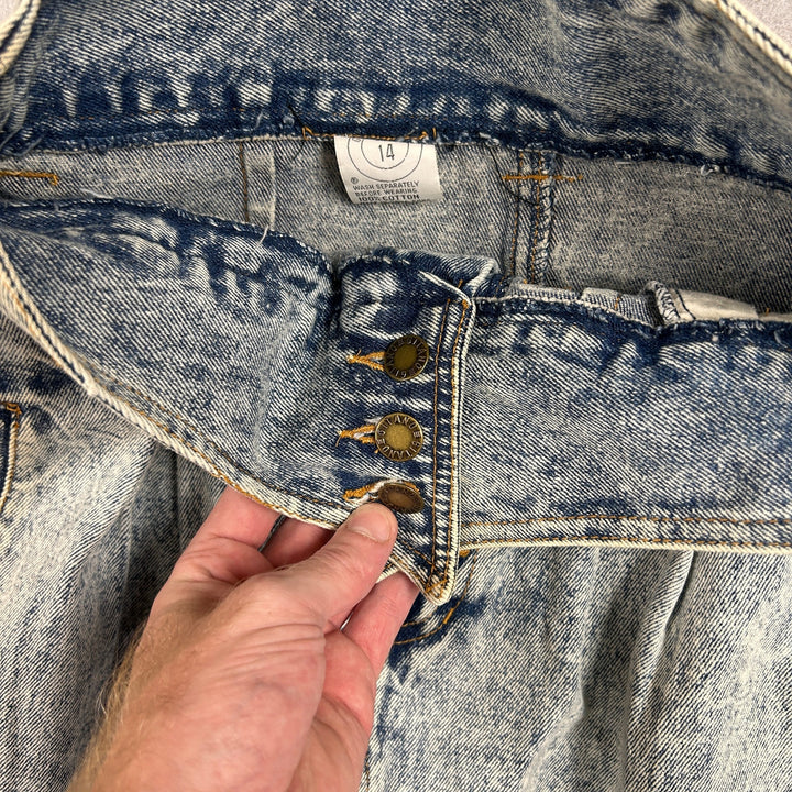 Vintage Gitano Acid Wash Denim Skirt Size 14