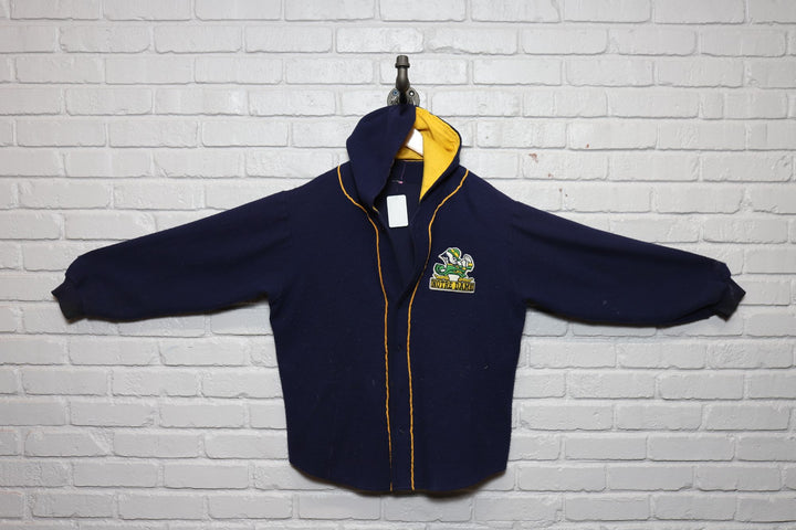 90s university of notre dame fleece button front hoodie size xl