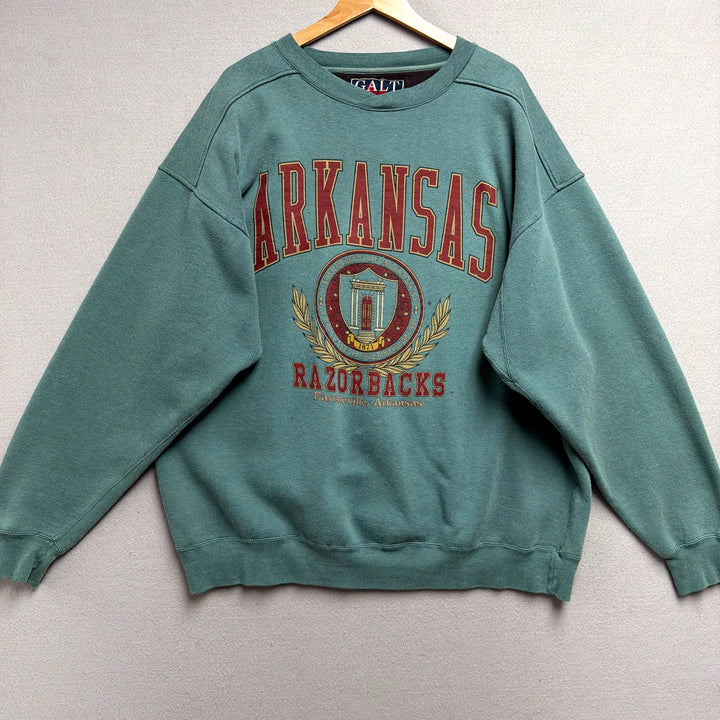 Vintage University of Arkansas Green Crest Sweatshirt Size XXL