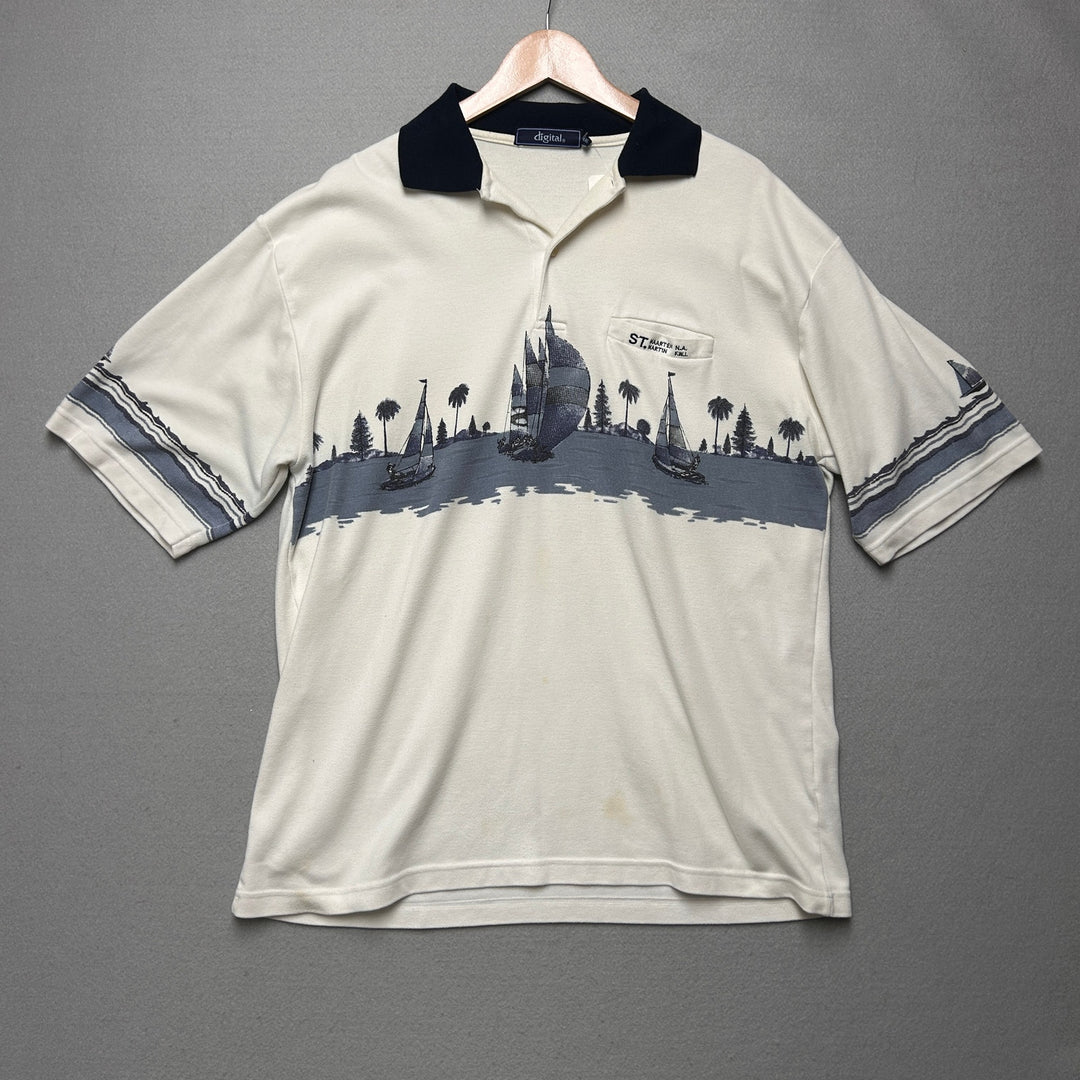 Vintage St. Maarten Sailboats Polo Shirt Size XXL