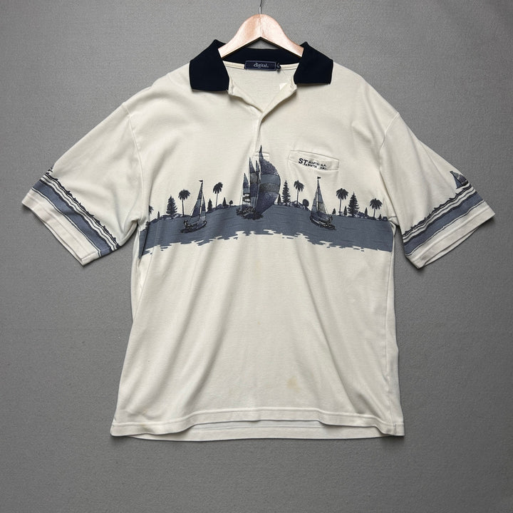 Vintage St. Maarten Sailboats Polo Shirt Size XXL