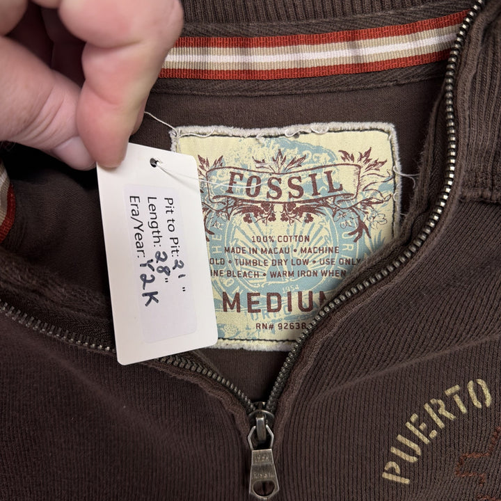 Vintage Fossil Puerto Hermana Quarter Zip Sweatshirt Size Medium