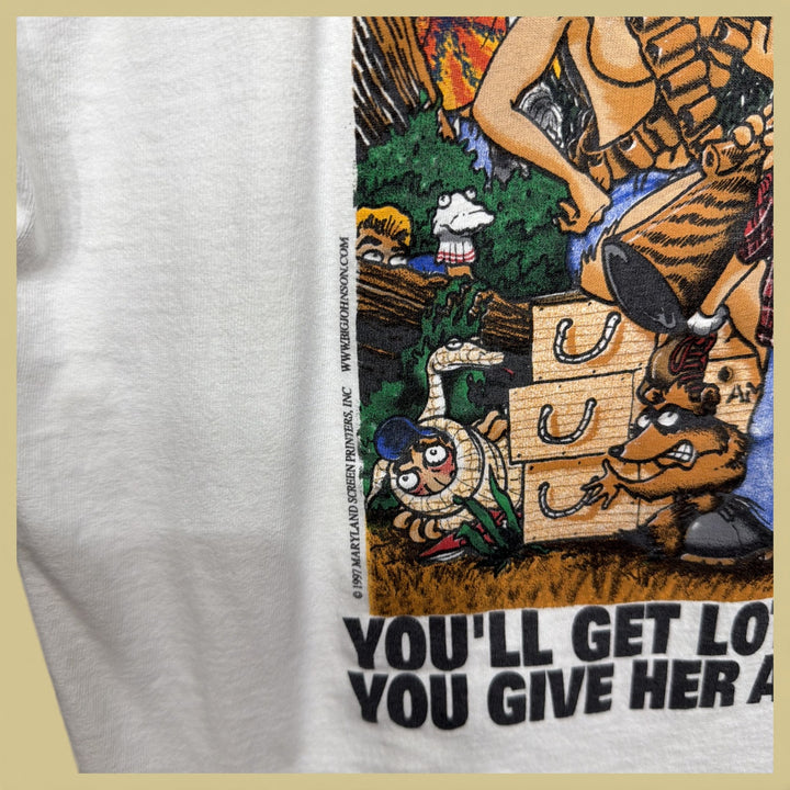 Vintage Big Johnson Shotguns 90s Funny T Shirt Size XL