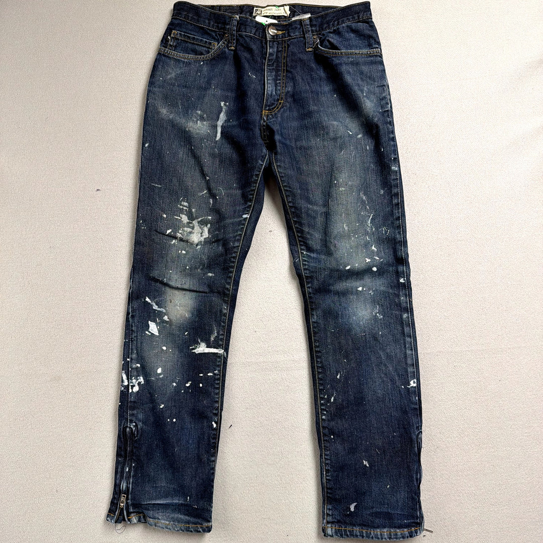 Analog Flannel Lined Paint Splatter Jeans Size 30