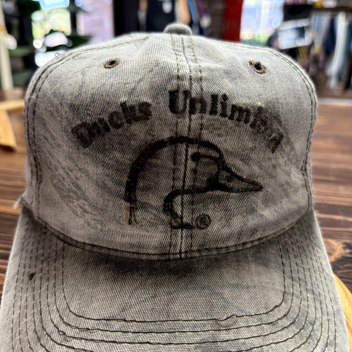 Vintage Distressed Ducks Unlimited Camo Strap Back Hat
