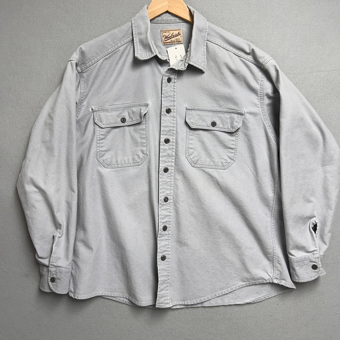 Vintage Woolrich Gray Canvas Workwear Button Up Men's XXL