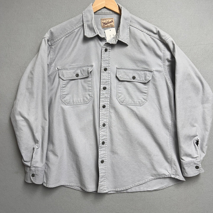 Vintage Woolrich Gray Canvas Workwear Button Up Men's XXL