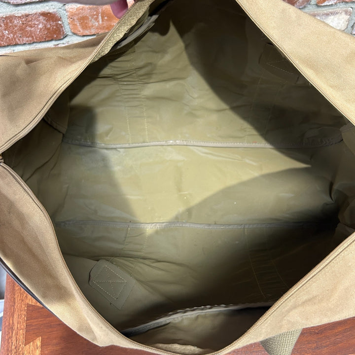 Ralph Lauren Duffle Bag Vintage Tan Canvas and Leather Travel Weekender Bag