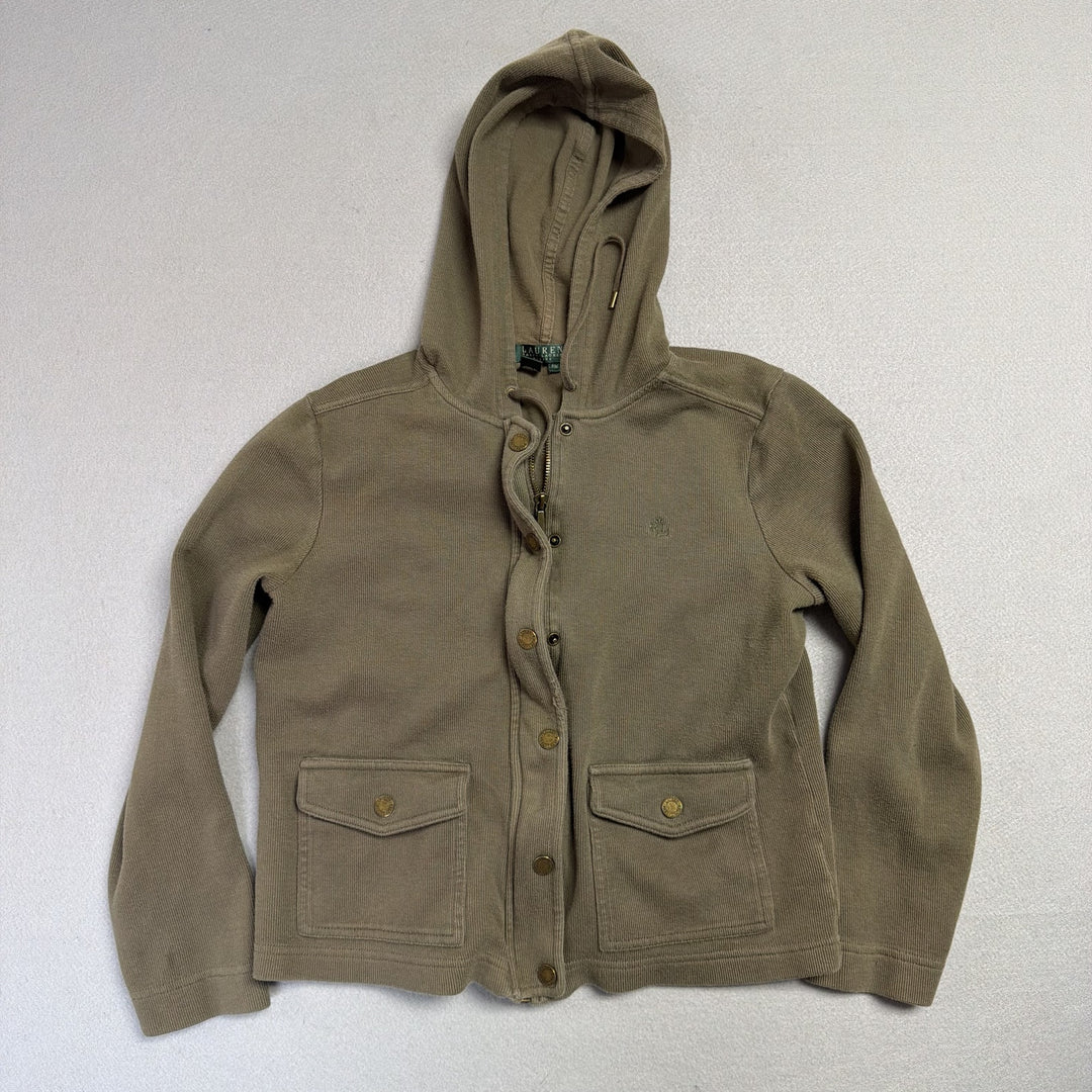 Vintage Lauren Ralph Lauren Olive Green Hoodie Size Petite Medium