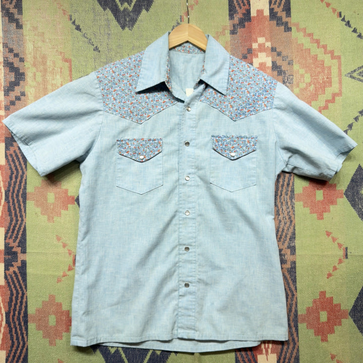 Chambray Vintage Western Button Down Shirt Medium 70s