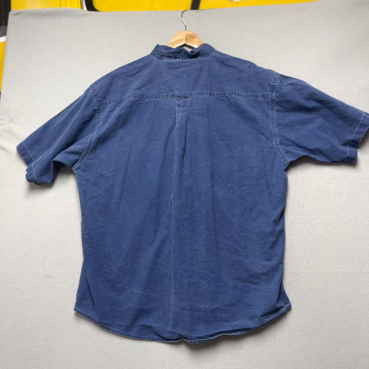 90's Men's Bugle Boy Blue Chambre Denim Top Size XL