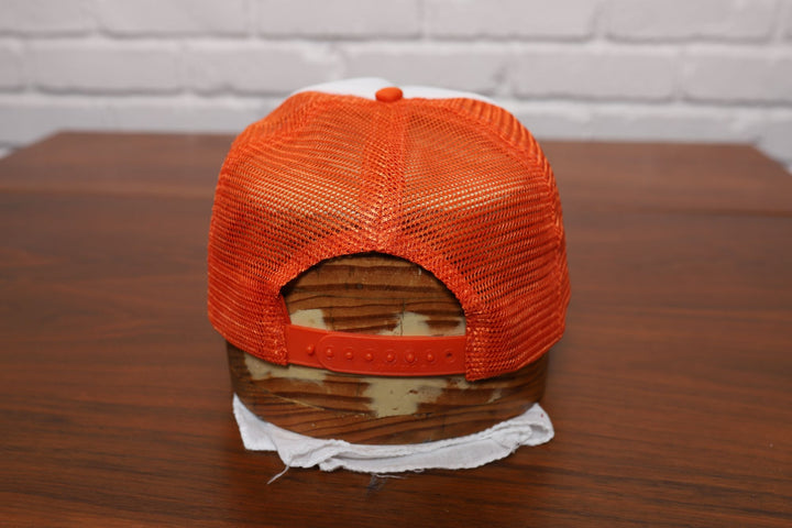 80s petrolane orange trucker hat