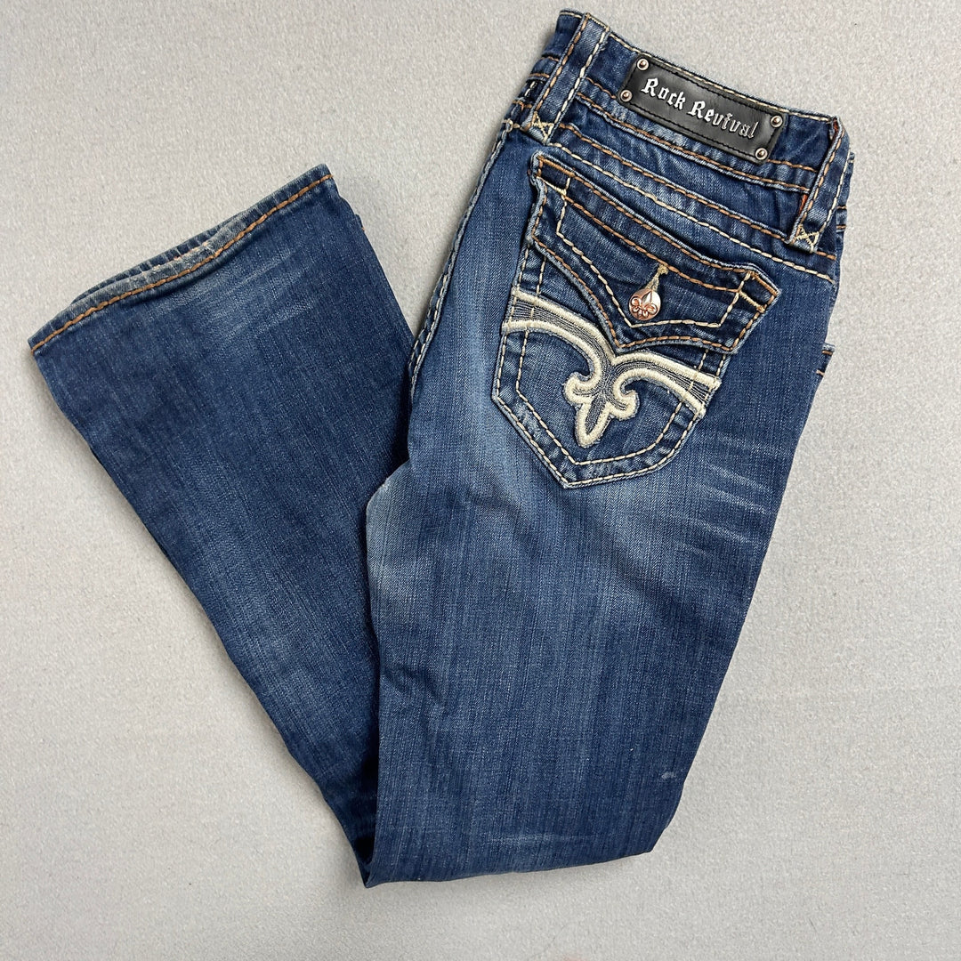 Women's Rock Revival Paula Boot Cut Big Stitch Jeans 34x32