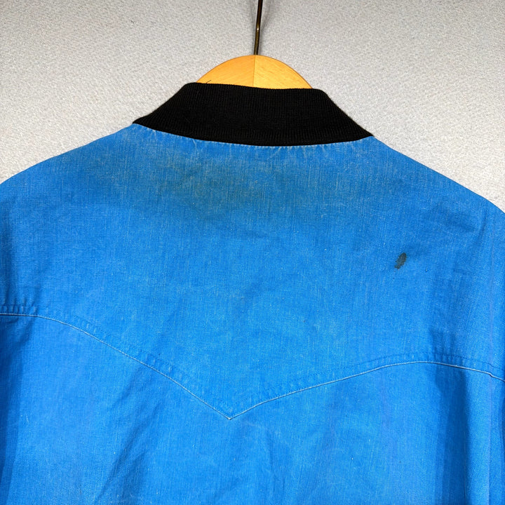 Vintage Wrangler Brushpopper Blue Snap Bomber Jacket Size XXL