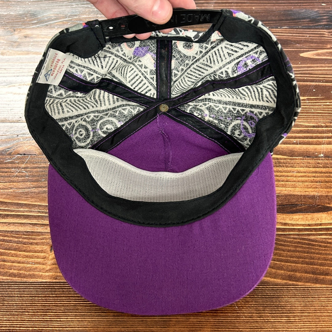 Vintage 90's Barbados West Indies Purple Party Print Snapback Hat