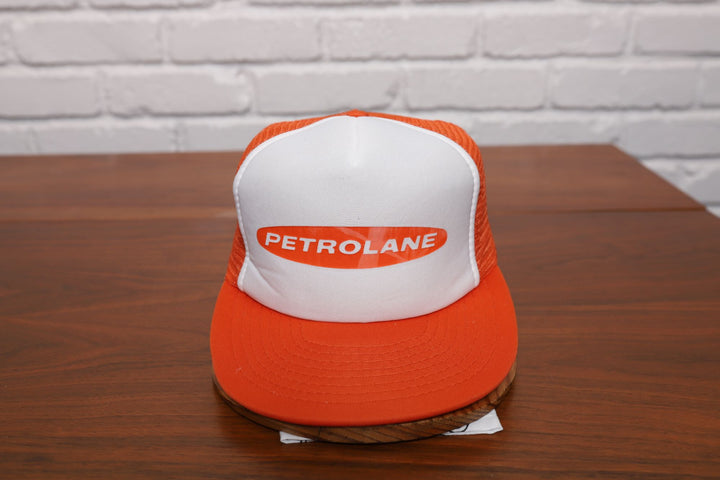 80s petrolane orange trucker hat