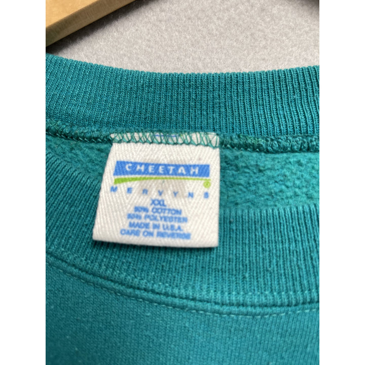 Vintage Teal Blank Cheetah Sweatshirt Size 2XL