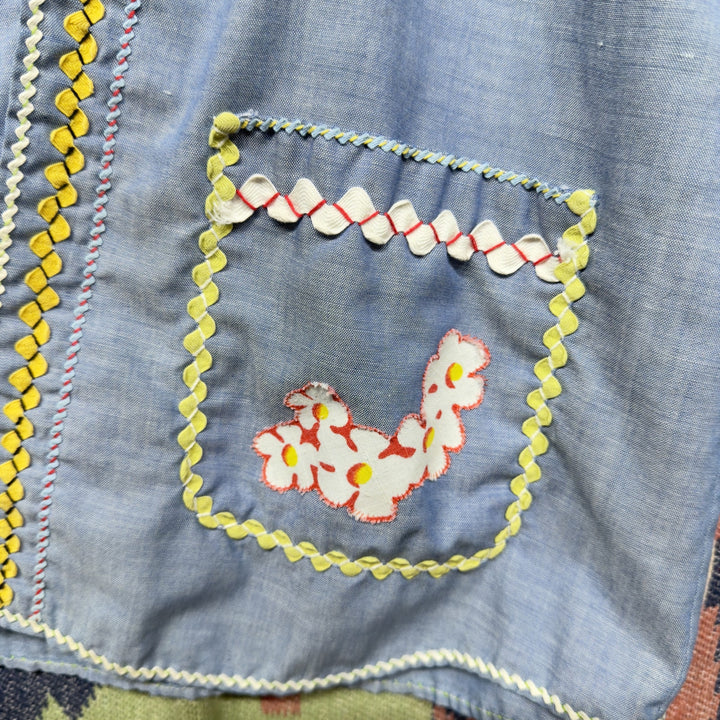 Big Mac Vintage Chambray Embroidered Button Down Shirt Jacket Medium 70s