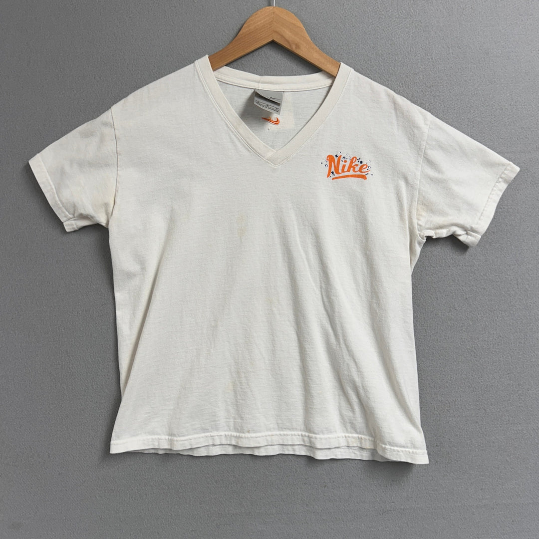 Y2K Women's Nike V Neck Bedazzled Logo Tee Size Medium