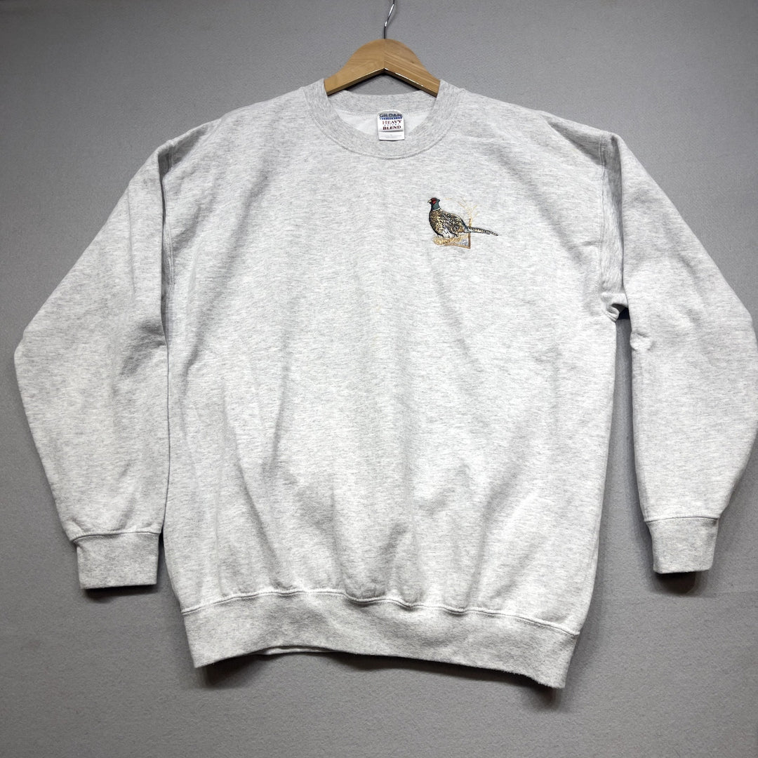 Vintage Embroidered Pheasant Sweatshirt Size Large