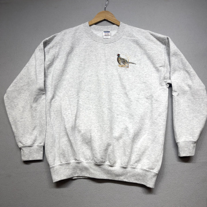 Vintage Embroidered Pheasant Sweatshirt Size Large