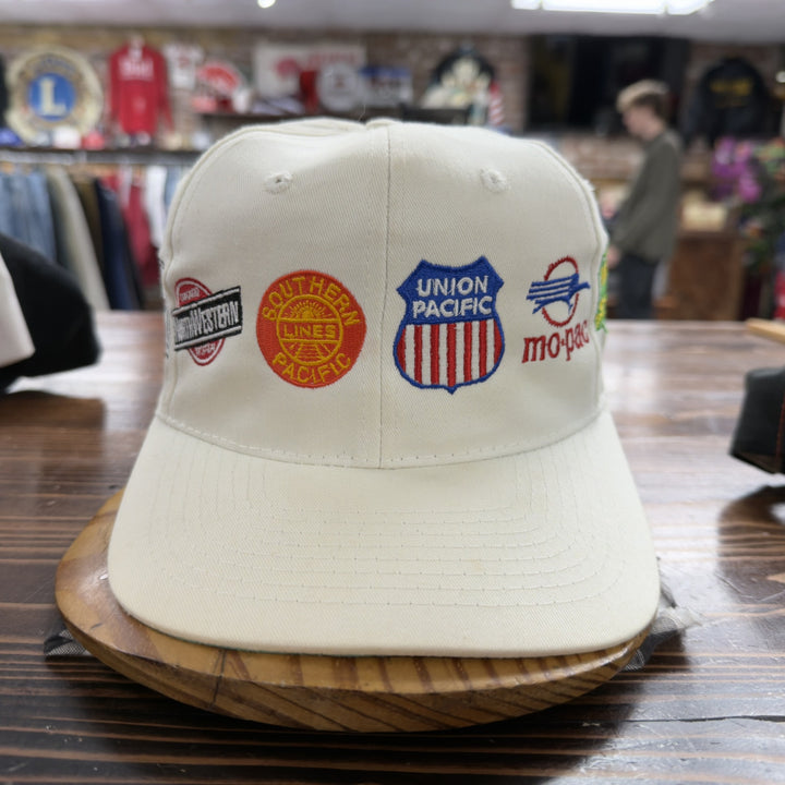 Train Lines Vintage Embroidered Snapback Hat 90s