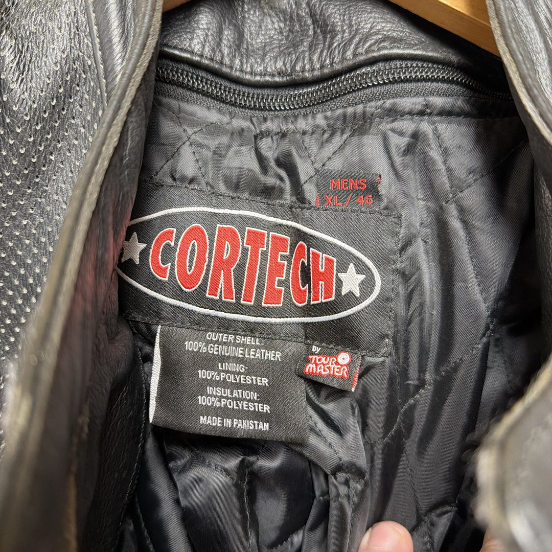 Cortech Padded Motorcycle Riding Leather Jacket Size XL
