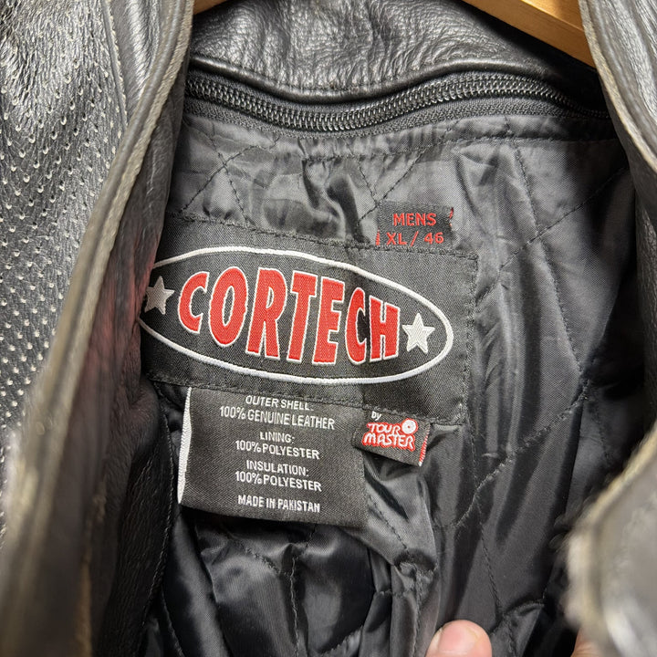 Cortech Padded Motorcycle Riding Leather Jacket Size XL