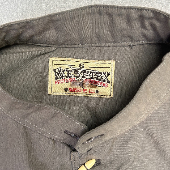 Vintage West Tex Men's Grey Embroidered Western Button-Up Size Large