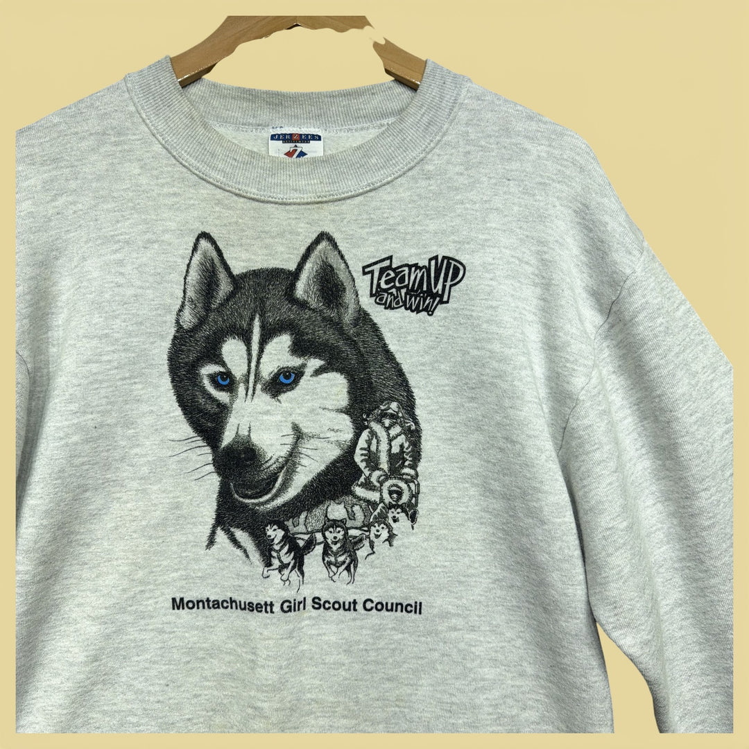 Vintage Husky Dog Sledding 90s Sweatshirt Size Small