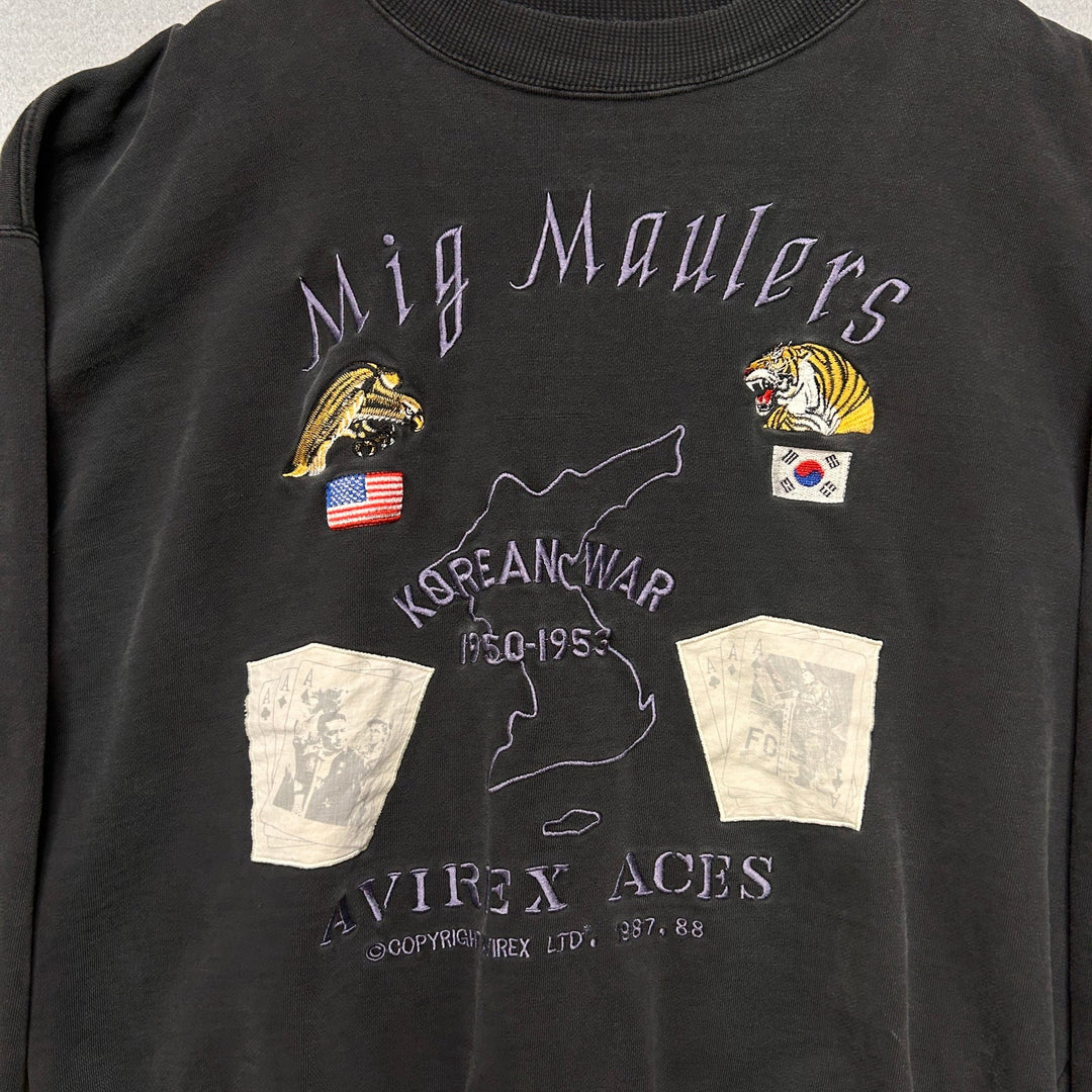 Vintage Avirex Mig Maulers Military Style Embroidered Sweatshirt Size XL