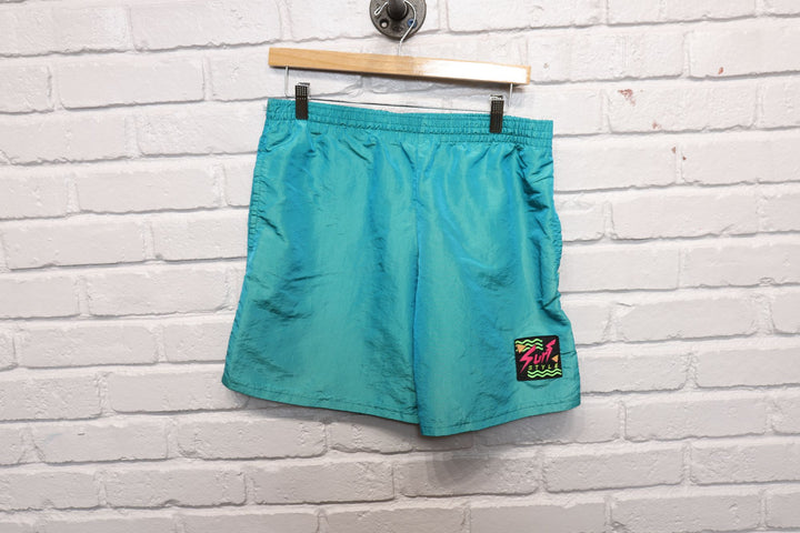 90s surf style iridescent blue shorts size 29