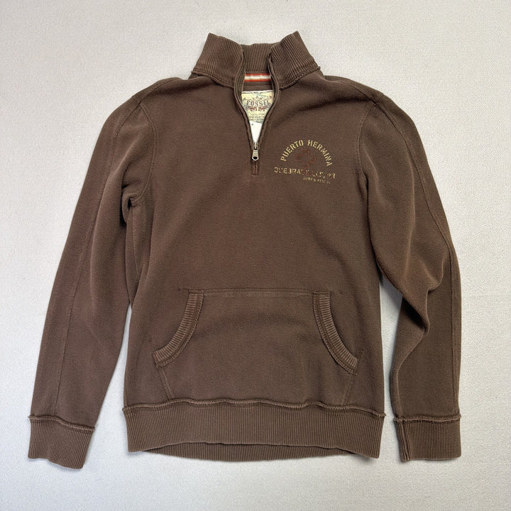 Vintage Fossil Puerto Hermana Quarter Zip Sweatshirt Size Medium