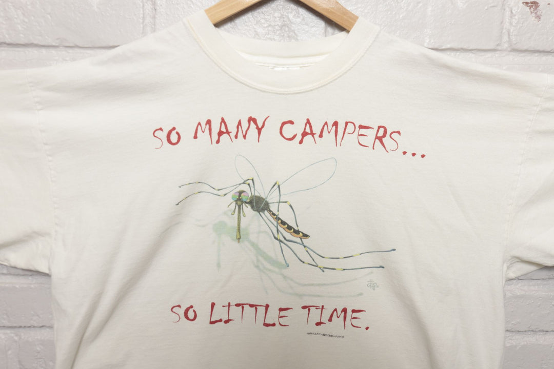 90s Vintage Funny Mosquito Campers T Shirt Size XXL