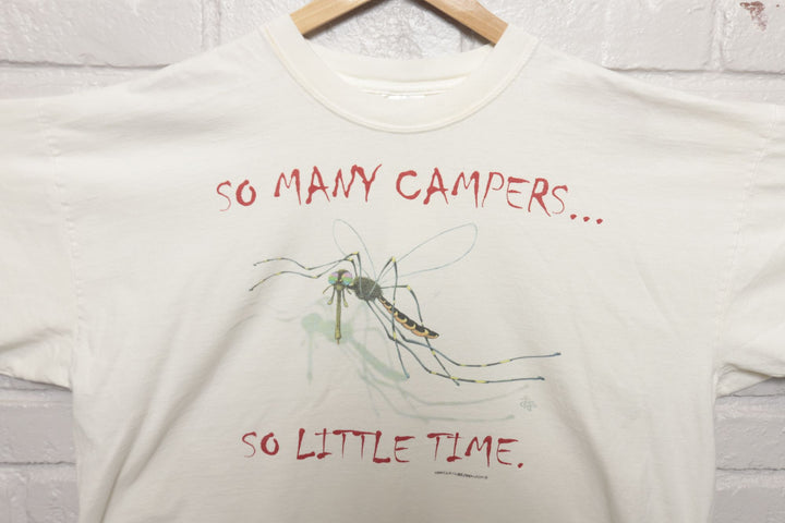 90s Vintage Funny Mosquito Campers T Shirt Size XXL