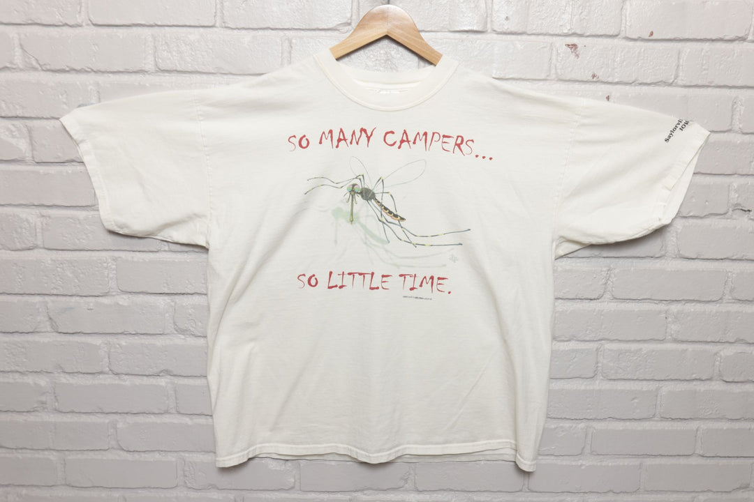 90s Vintage Funny Mosquito Campers T Shirt Size XXL
