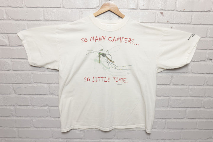 90s Vintage Funny Mosquito Campers T Shirt Size XXL