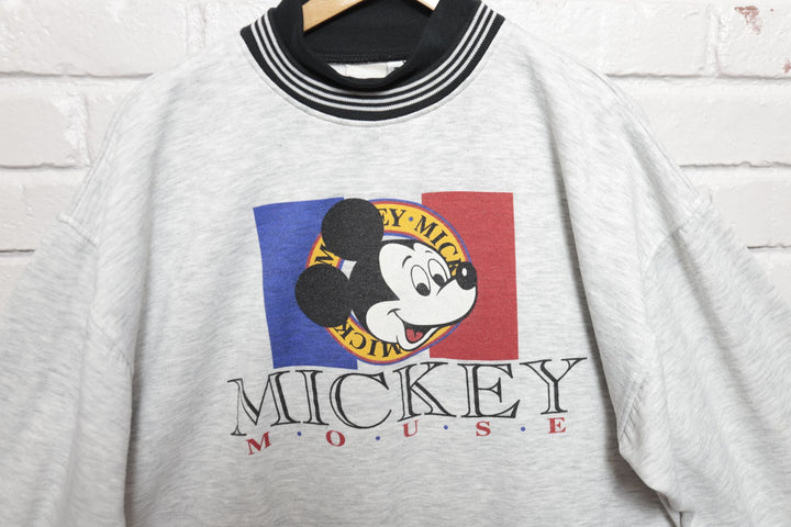 Mickey Mouse Vintage Disney Mock Neck Sweatshirt 80s Large