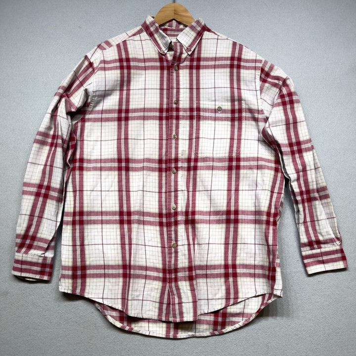 Vintage Wrangler Rugged Wear Plaid Button Down Shirt Size Large