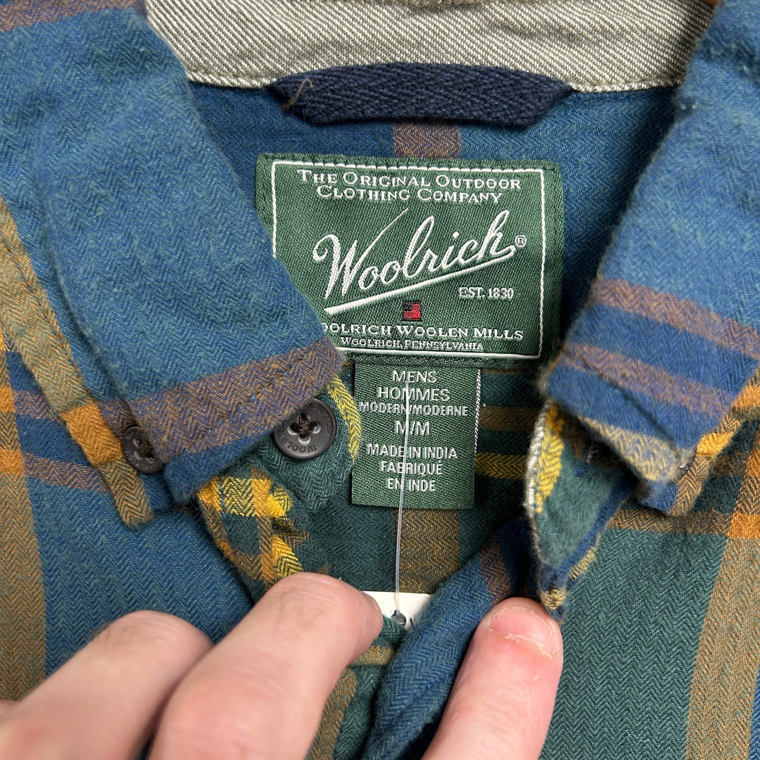 Woolrich Men's Blue Green Plaid Button Down Shirt Size Medium