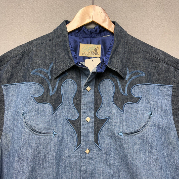 Vintage Roper Denver Western Denim Shirt Size XL