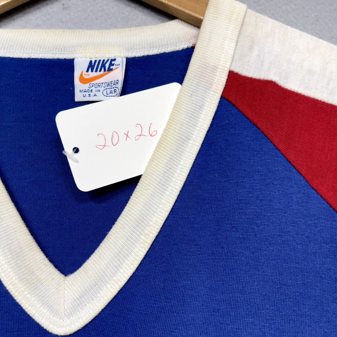 Vintage Nike V Neck 1970s T Shirt Size Large